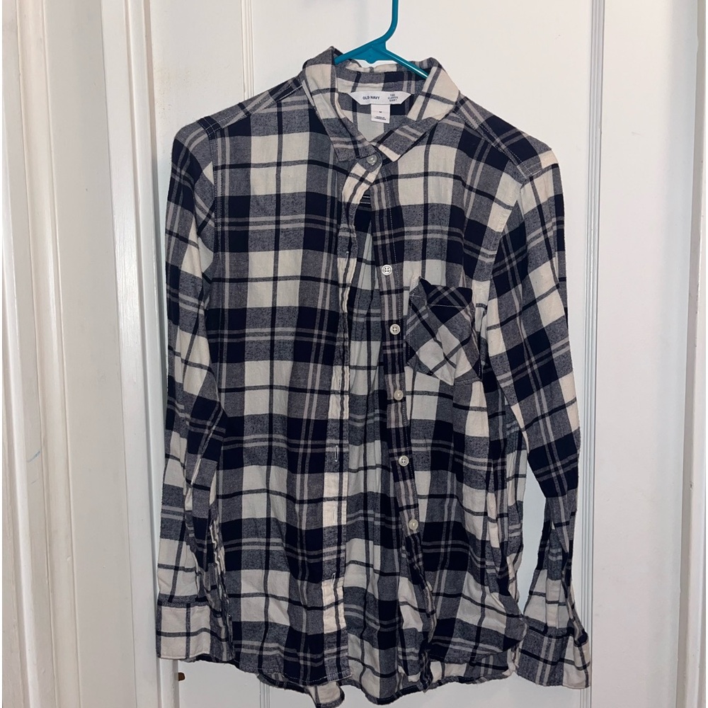 Blue and White Old Navy Flannel